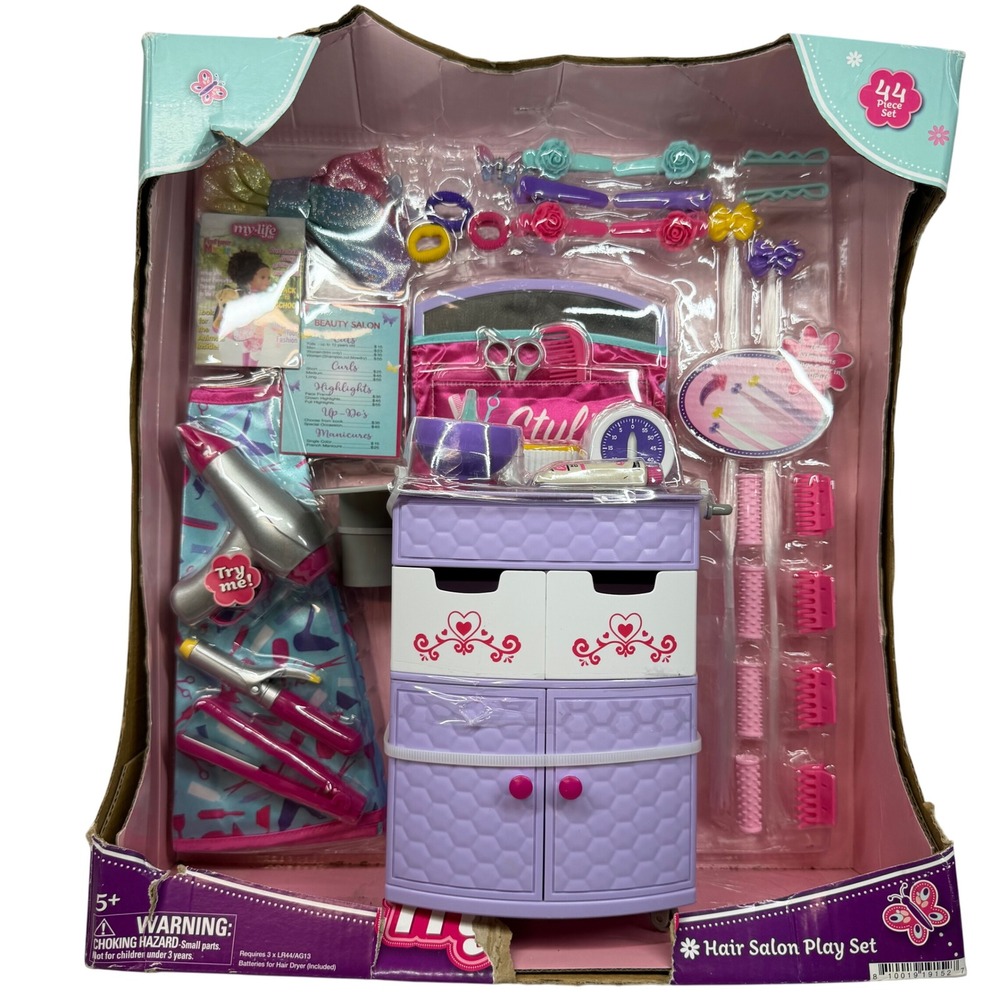 My Life As Hair Salon Play Set 44 Pieces‎ Kids Toy Pretend Play Styling Girl NEW